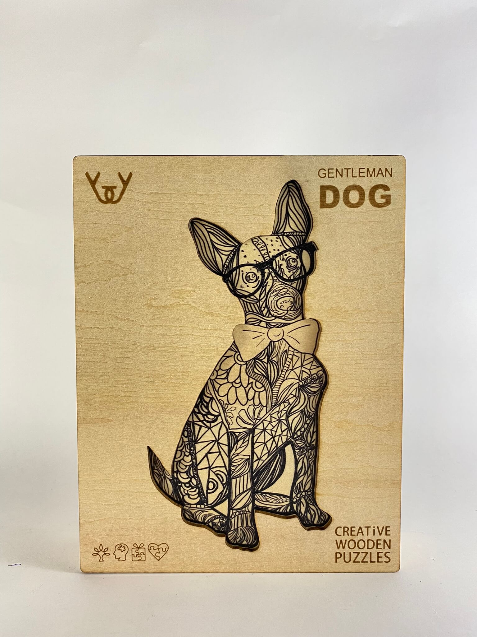 Dřevěné puzzle – Gentleman Dog (pes)