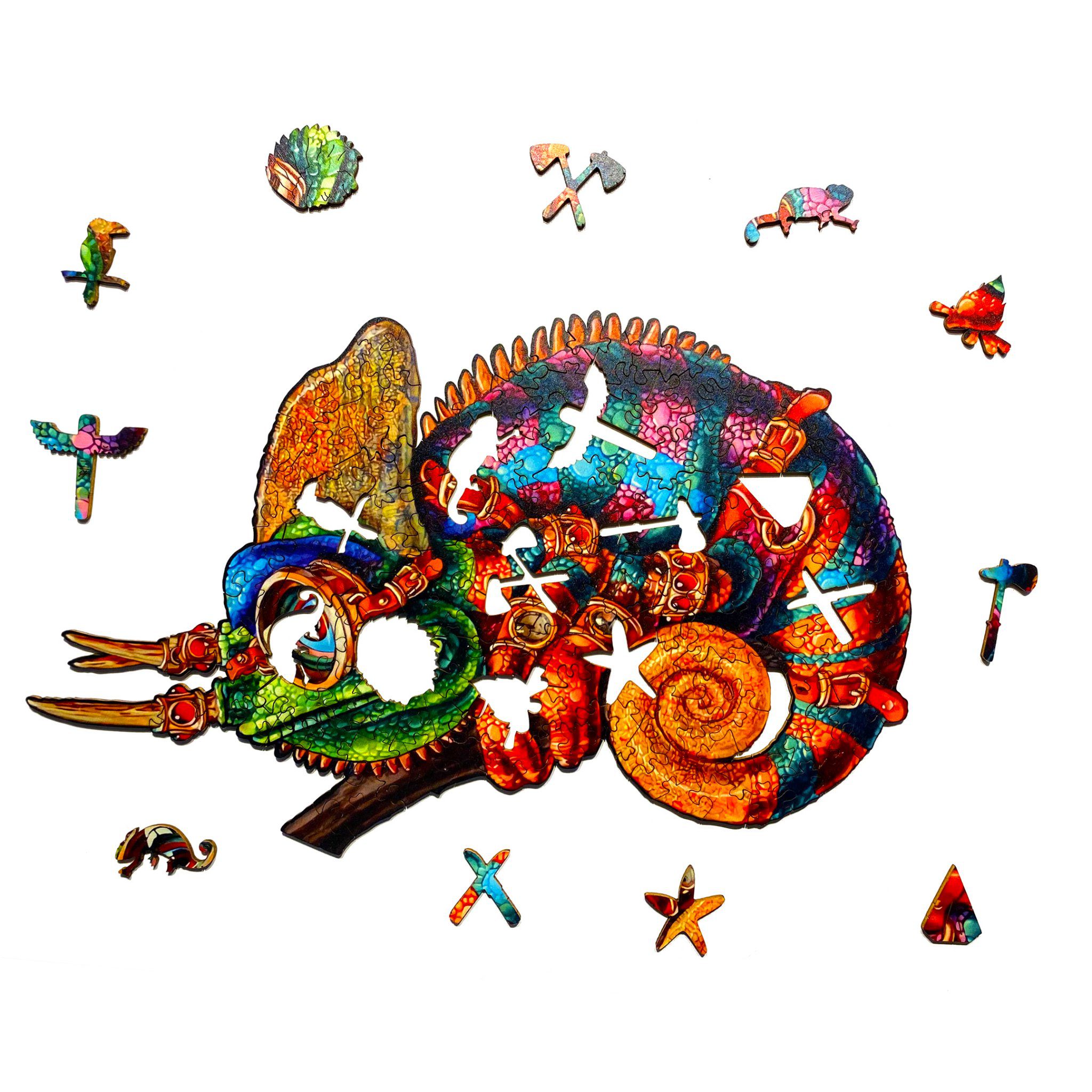 Dřevěné puzzle – Adventurous Chameleon