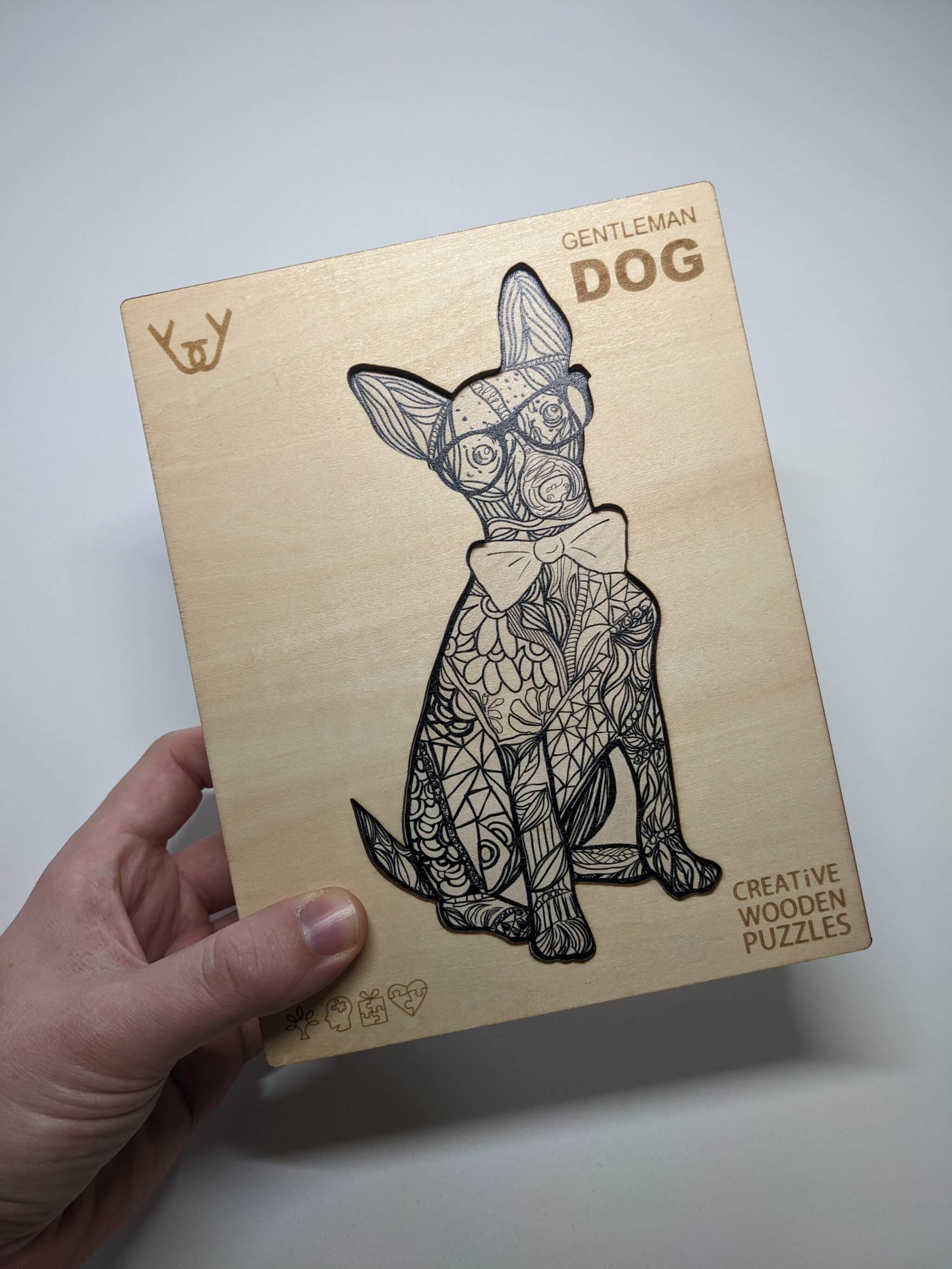 Dřevěné puzzle – Gentleman Dog (pes)