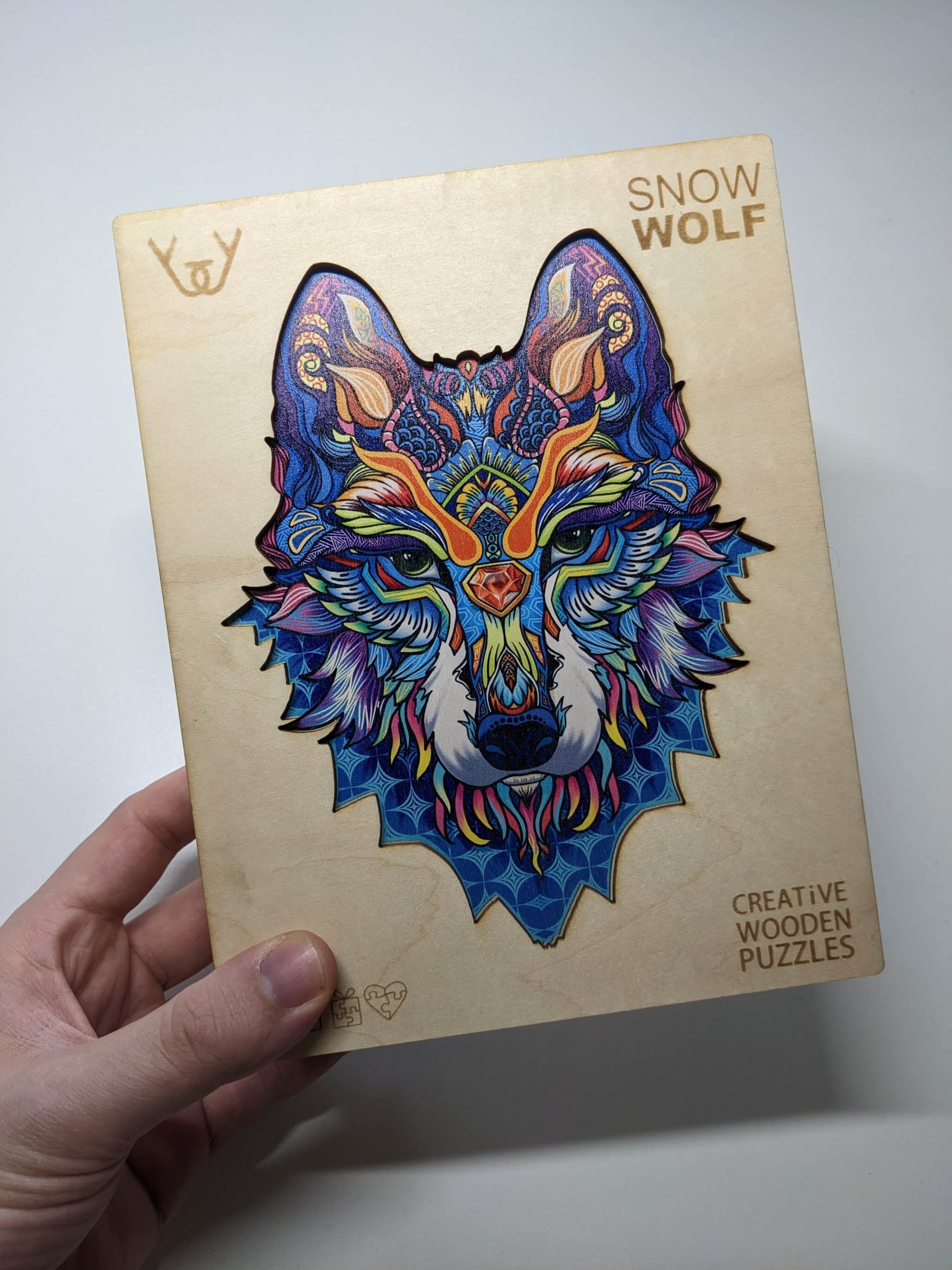 Dřevěné puzzle – Snow Wolf (vlk)