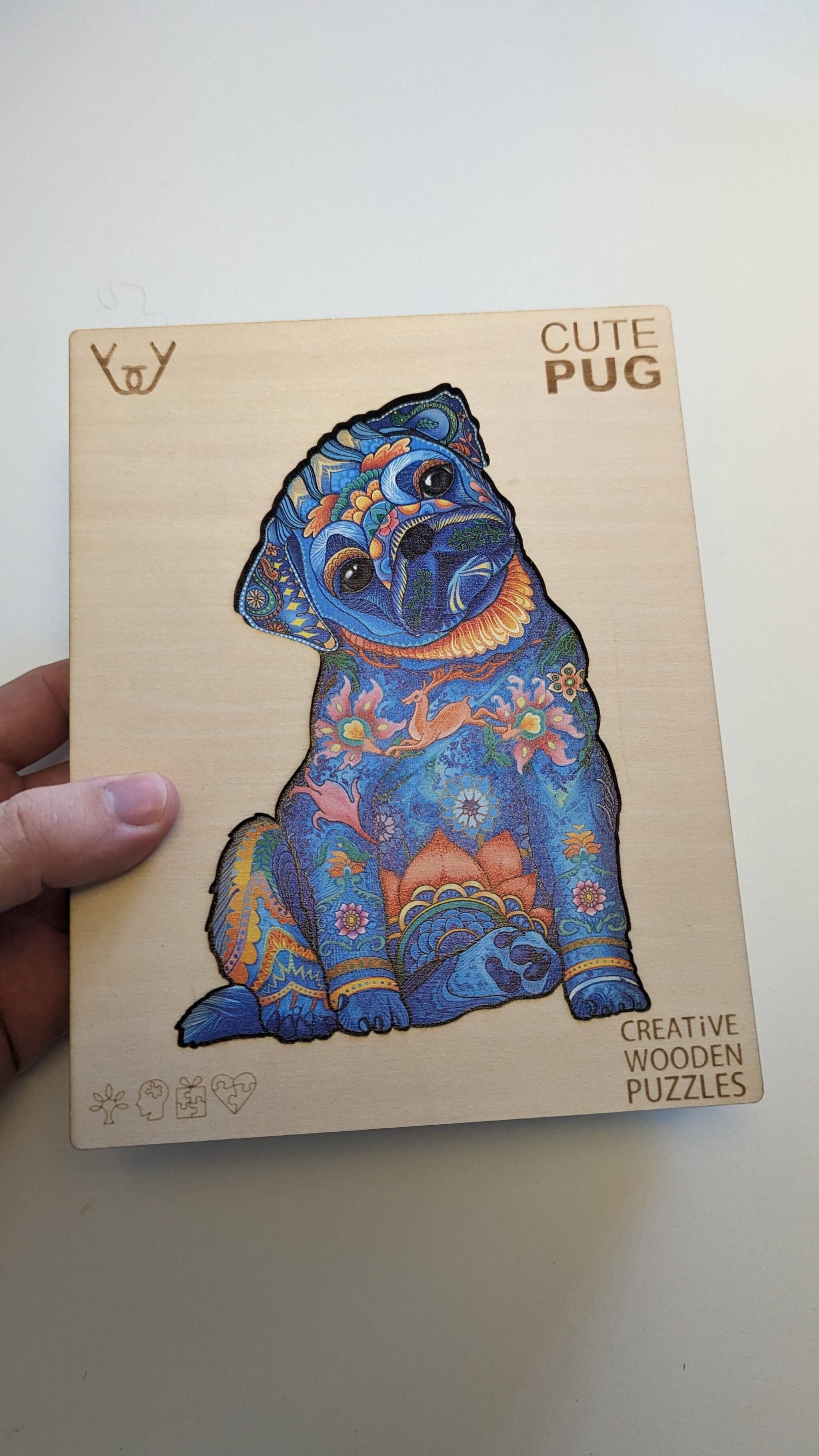 Dřevěné puzzle – Cute Pug (mopsík)