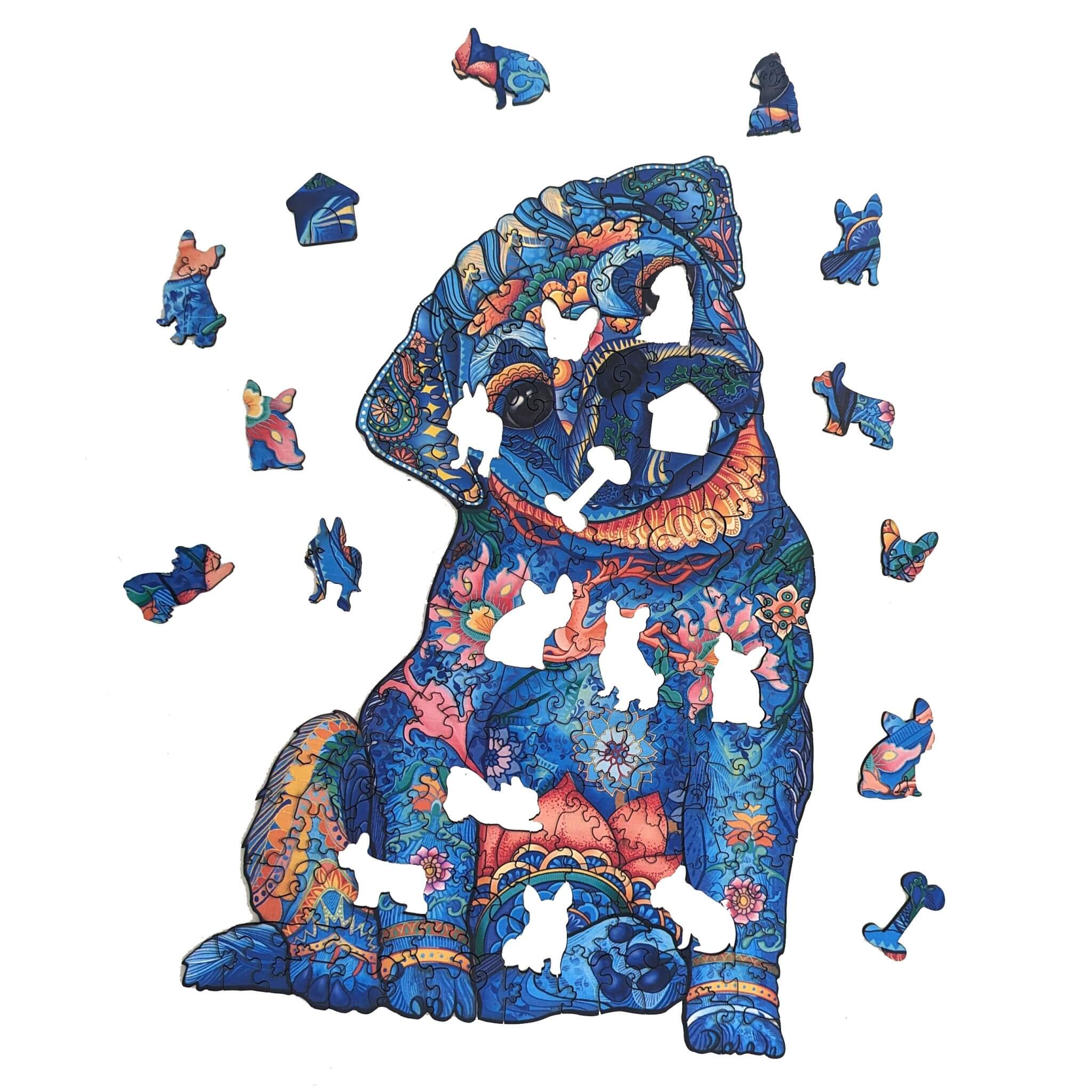 Dřevěné puzzle – Cute Pug (mopsík)